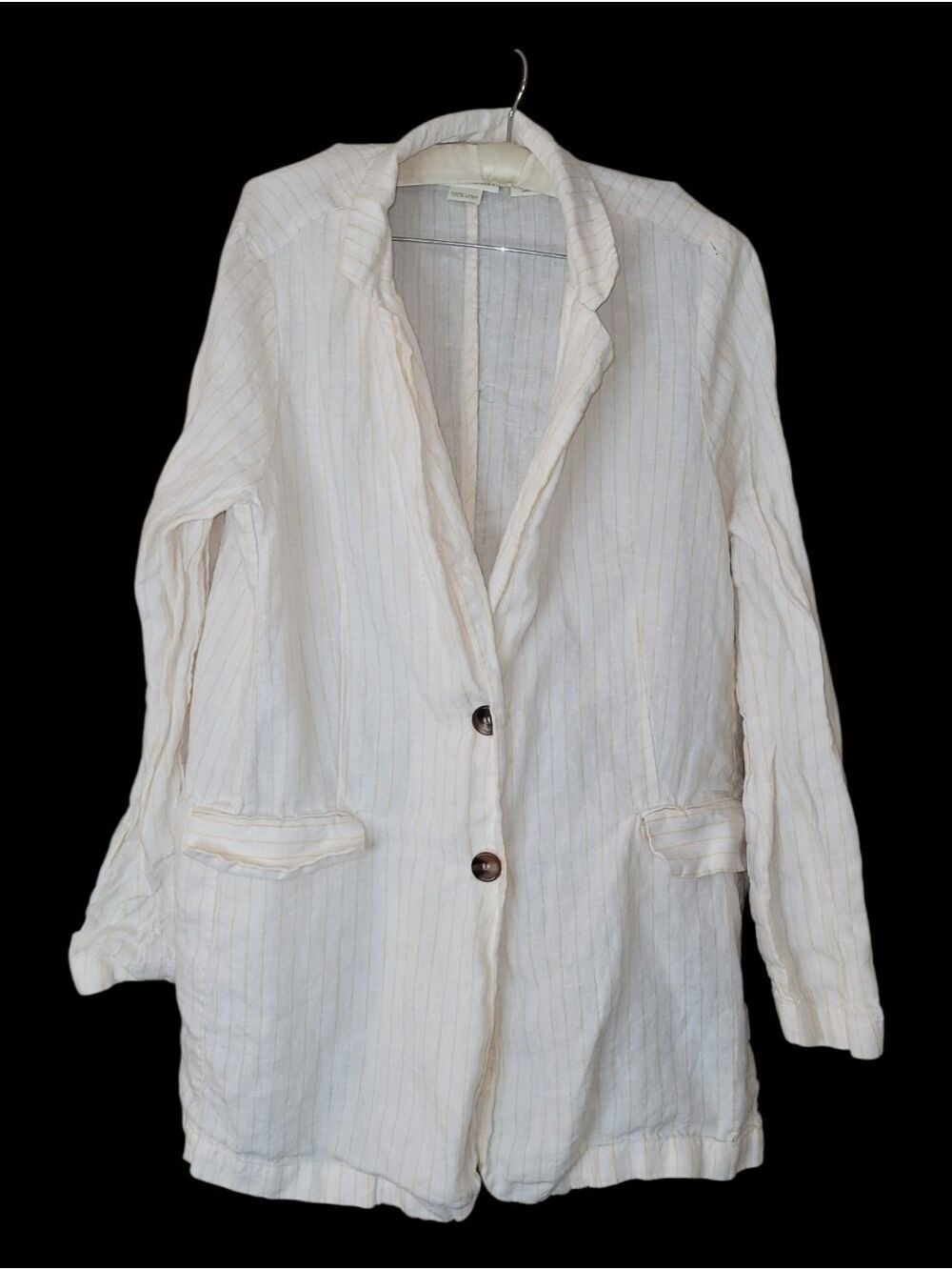 Cynthia Rowley Pin Striped Linen Jacket Blazer 2 Button Front M